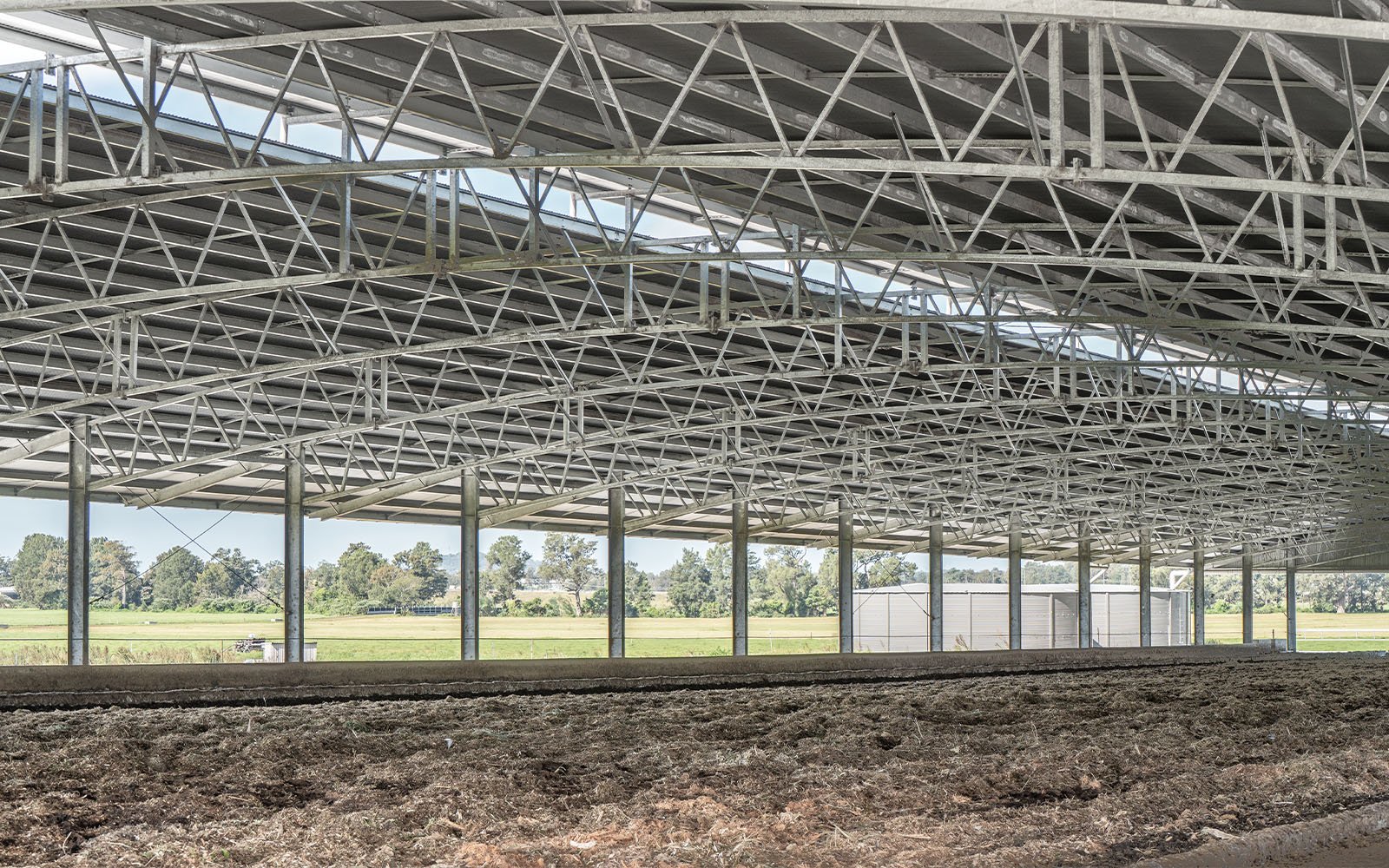A loafing barn made from hot dip galvanised steel in Illawarra, NSW.