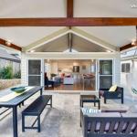 outdoor area with timber beams 