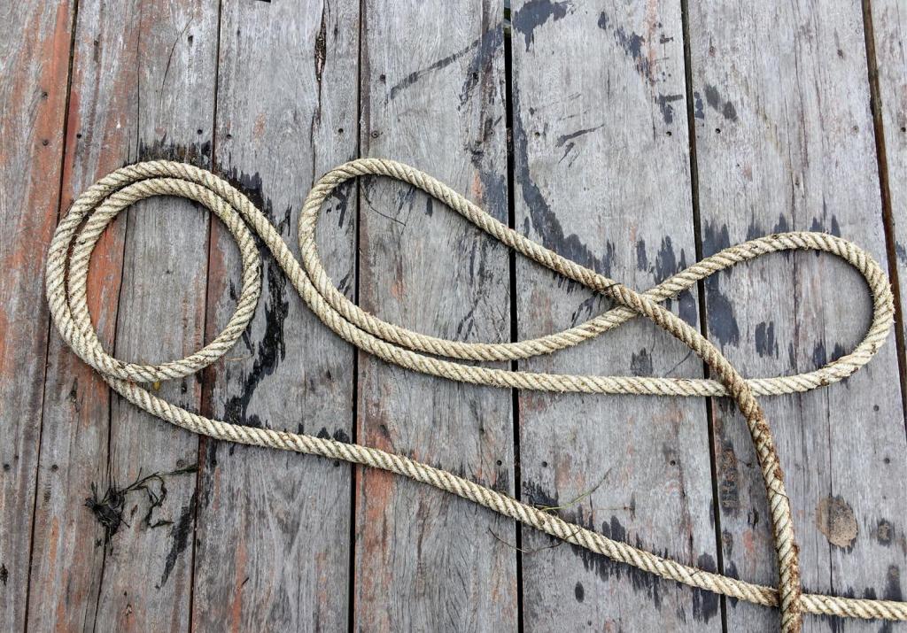 rope sitting on timber boards 