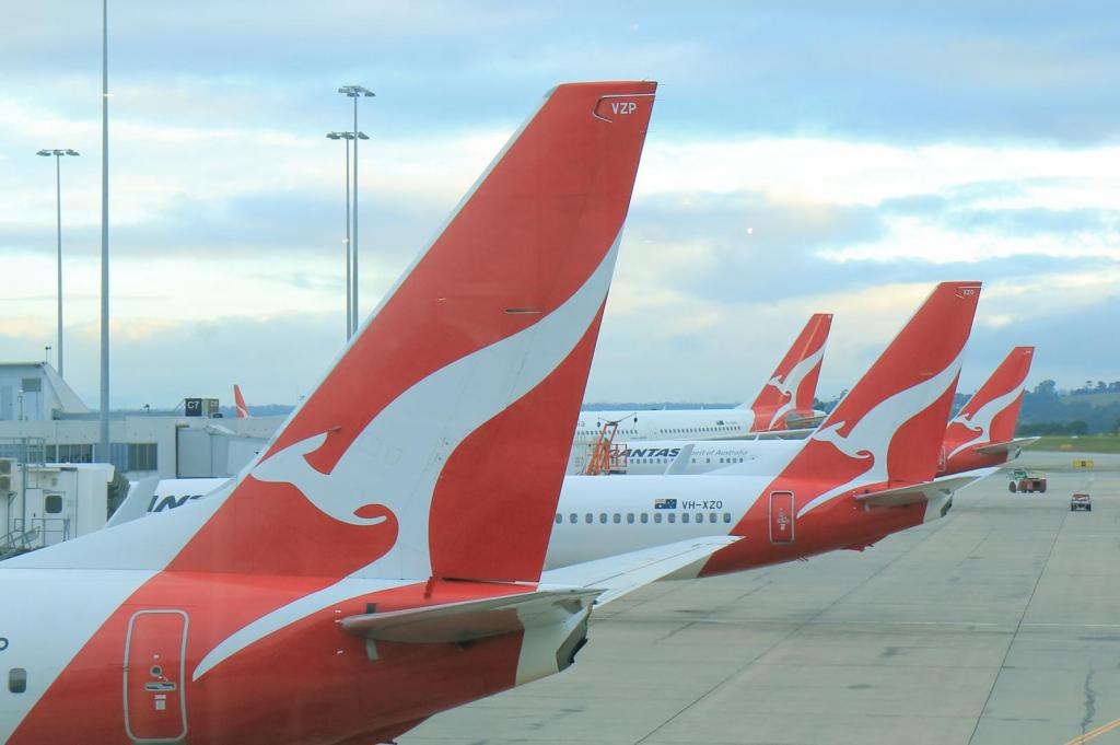 Qantas planes at airport 
