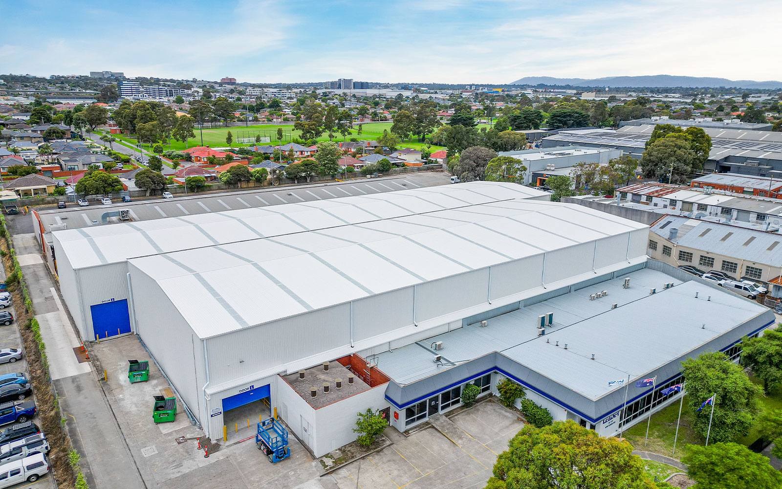 Overhead view of an industrial warehouse facility in Melbourne
