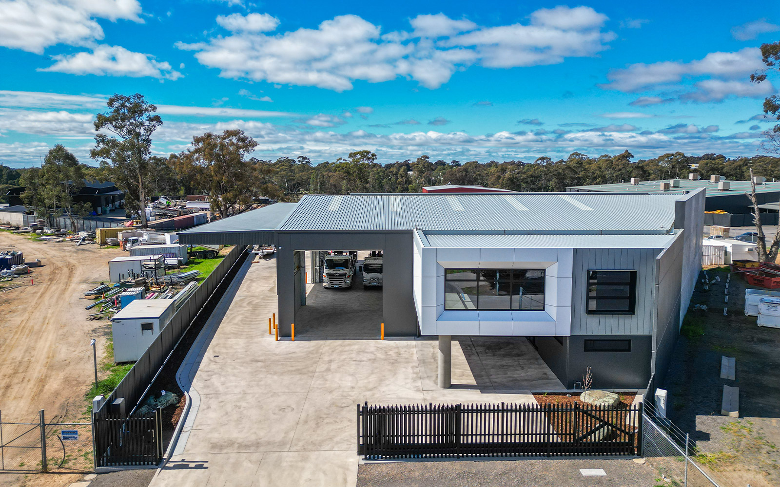 Combined precast office and warehouse complex