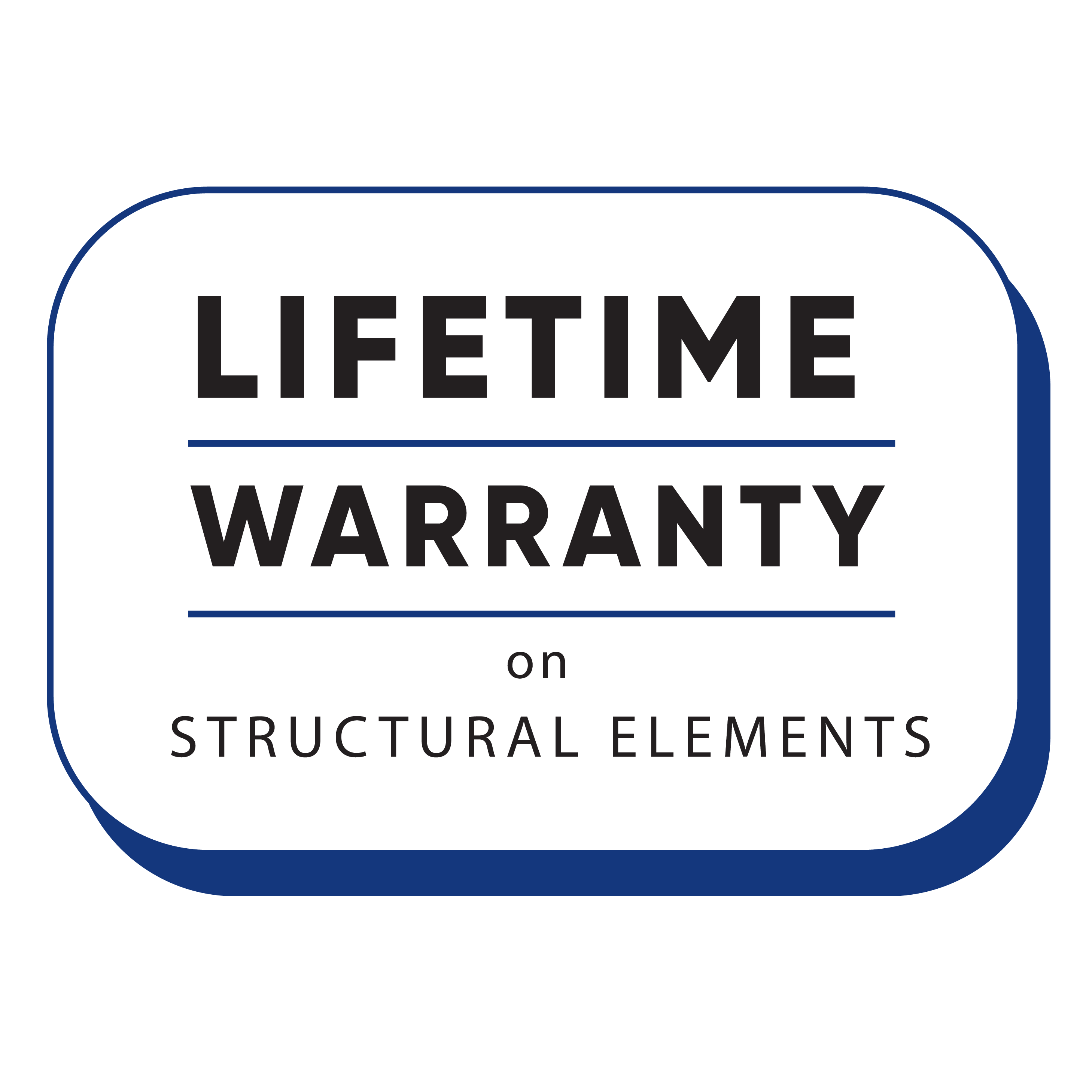 Lifetime warranty on structural elements