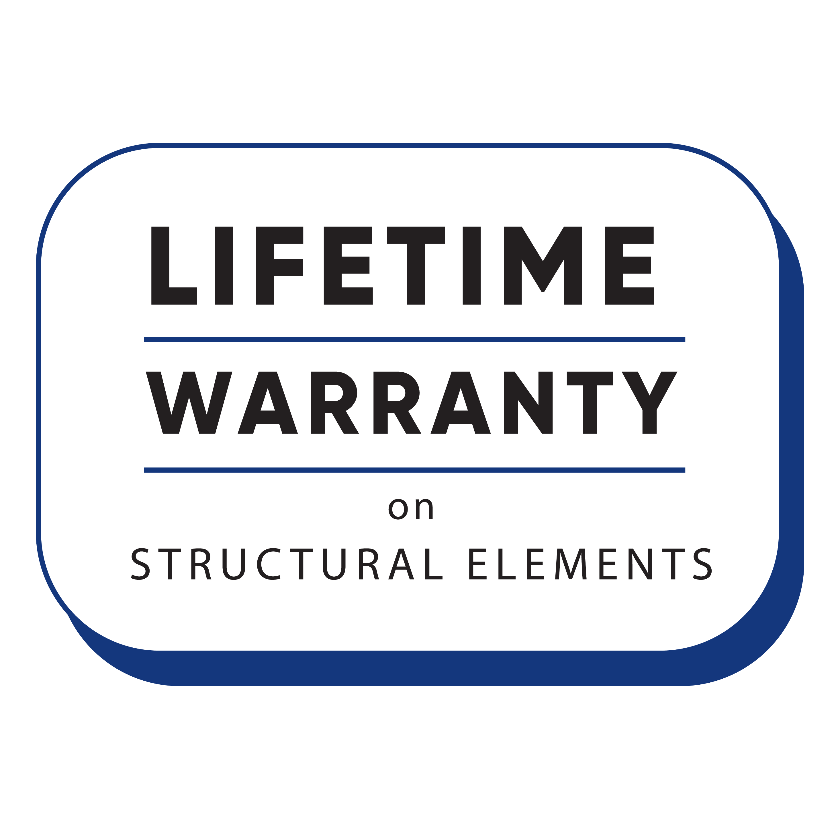 Lifetime warranty on structural elements