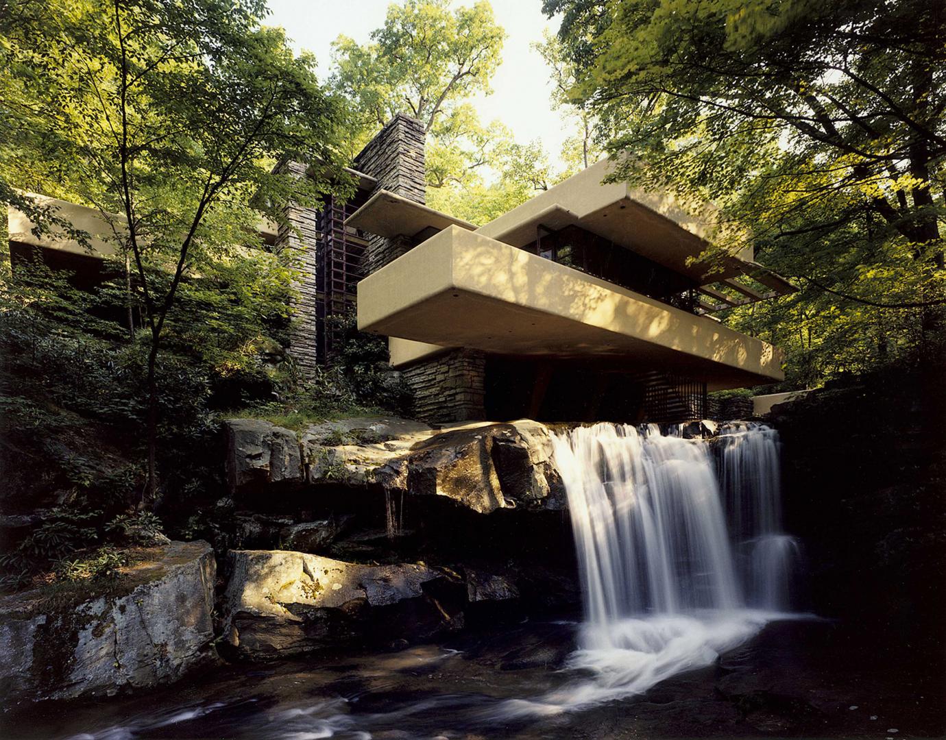 Architectural building with water feature