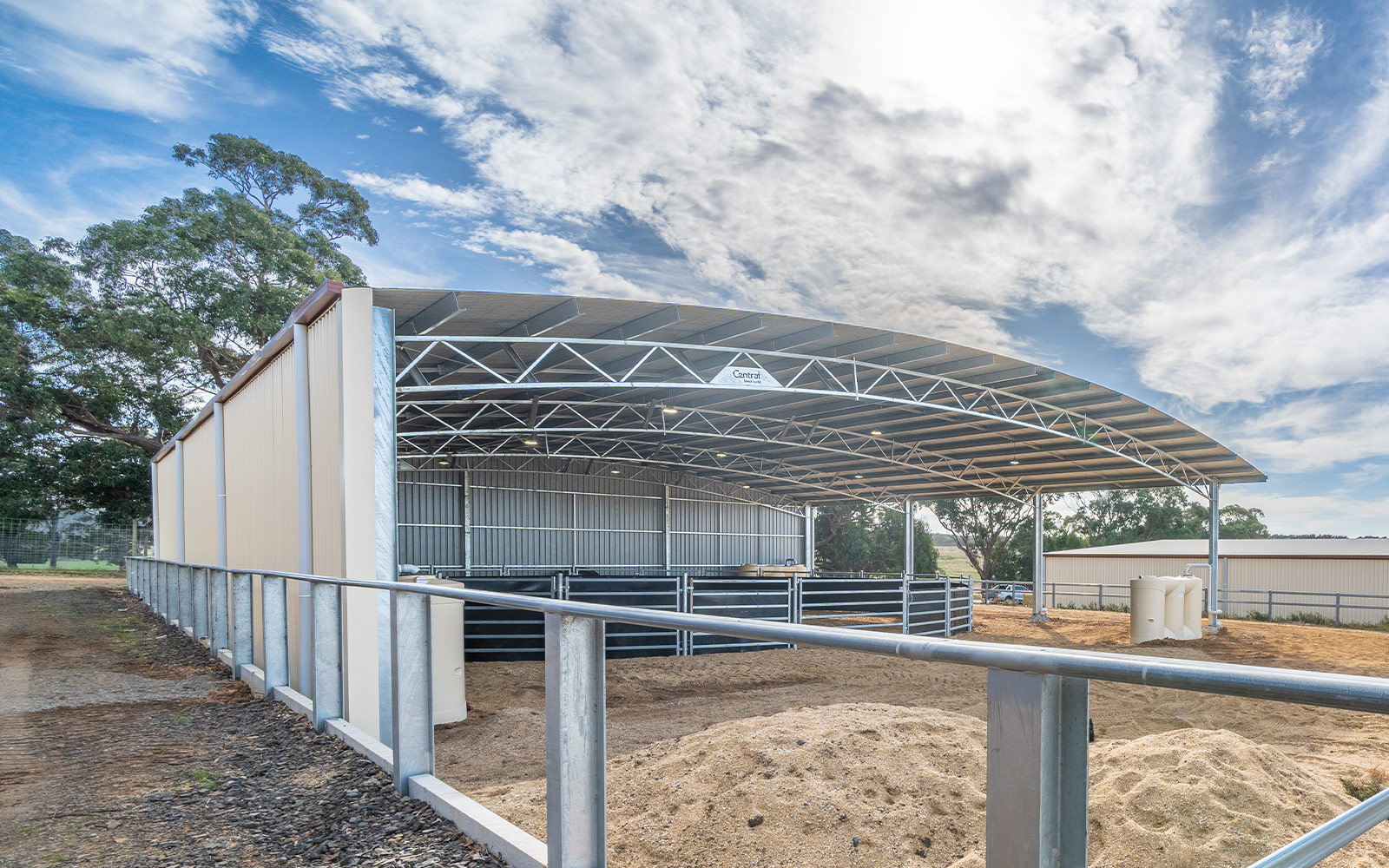 A round yard cover made from hot dip galvanised steel in Riddells Creek, Victoria.